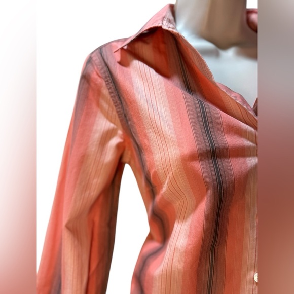 Eddie Bauer 100 | 2x 100 | 2 Cotton Poplin Button-up top pink gray white Small - Picture 3 of 11